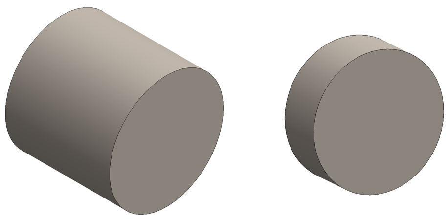 A drawings of an uncanned DOC and uncanned DPF substrates, which are sometimes called particulate filter element or catalyst elements